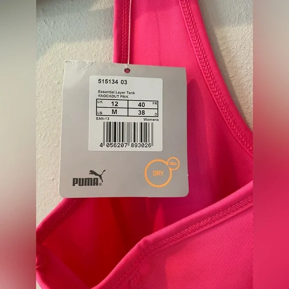 Puma Women's Essential Layer Tank Top Athletic Knockout Pink Sports Medium NWT - Picture 4 of 4